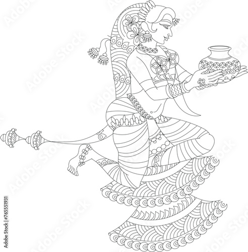 celebration drawings in Indian miniature style, especially for Gudhi Padwa, and other festivals and Hindu wedding cards, musicians, and processions.	
