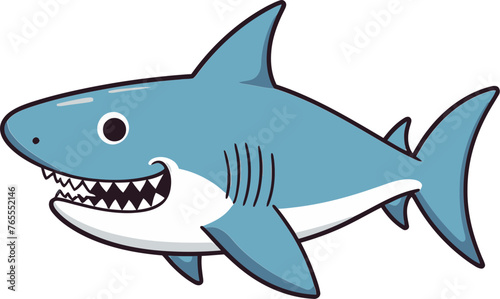 Beneath the Waves Striking Shark Vector Illustration