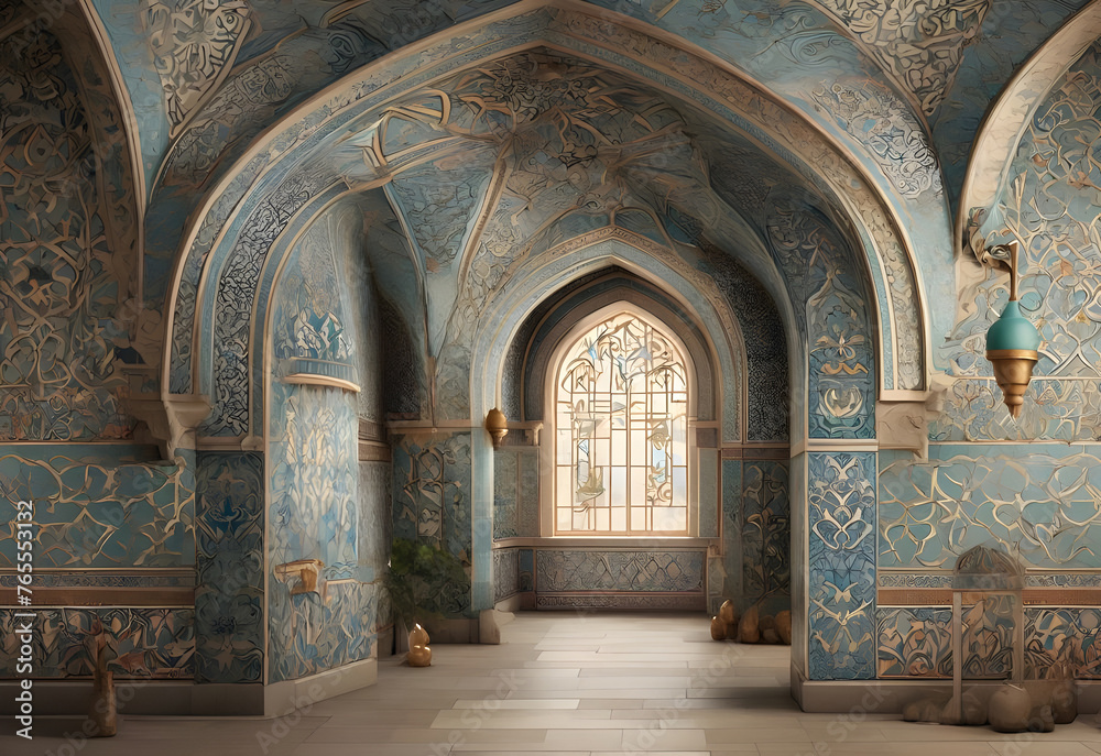 The beauty of Islamic ceramic tiles in a historical monument