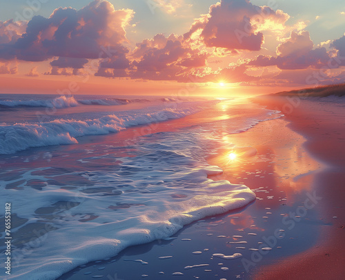 peaceful beach at sunset