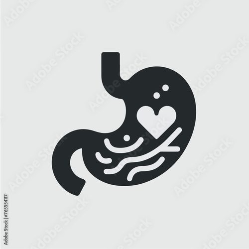 Digestive system, Human stomach and gastrointestinal system Infographic. Vital organ. Stomach, gastric and Colon tract as internal organ. Line Vector illustration