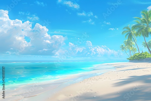 Exquisite Tropical Haven: HD Wallpaper Showcasing Palm Trees and Perfect White Sands