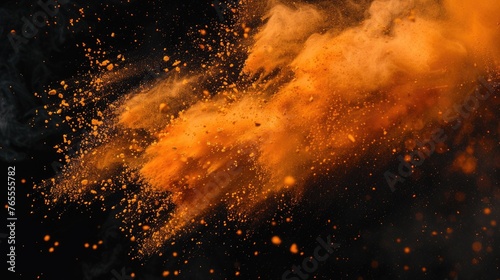 A vibrant orange dust cloud floating in the air, perfect for adding a pop of color to your design projects