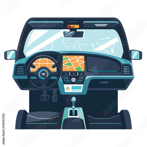 Car autopilot computer system flat vector 
