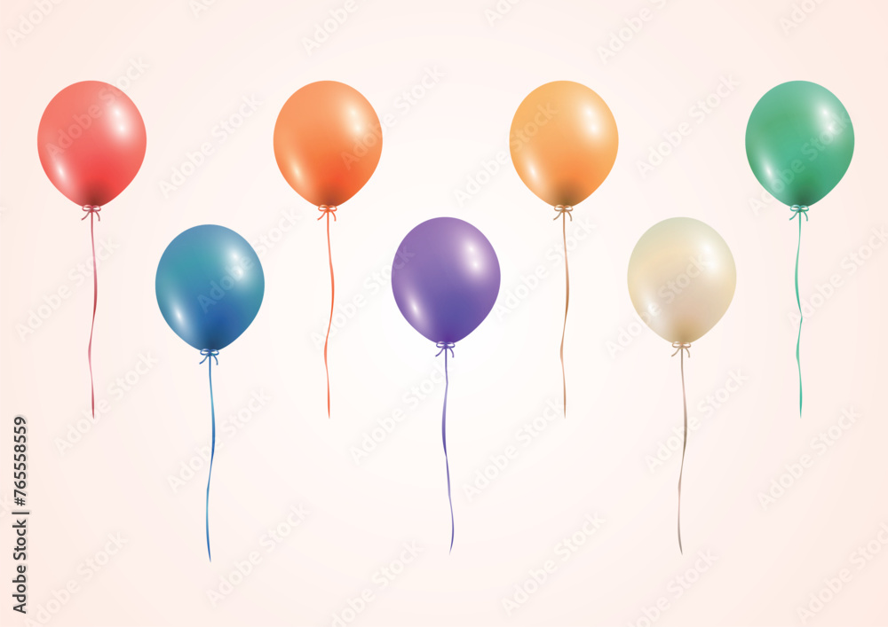 Colorful balloons, materials for festive celebrations.