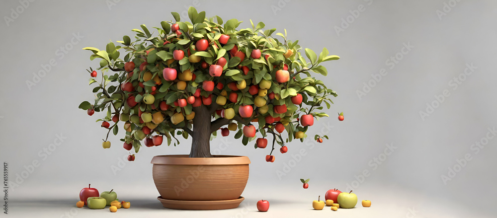Orchard tree with ripe red apples, cut outcollection of red apples isolated on white background generative by ai.. - obrazy, fototapety, plakaty 