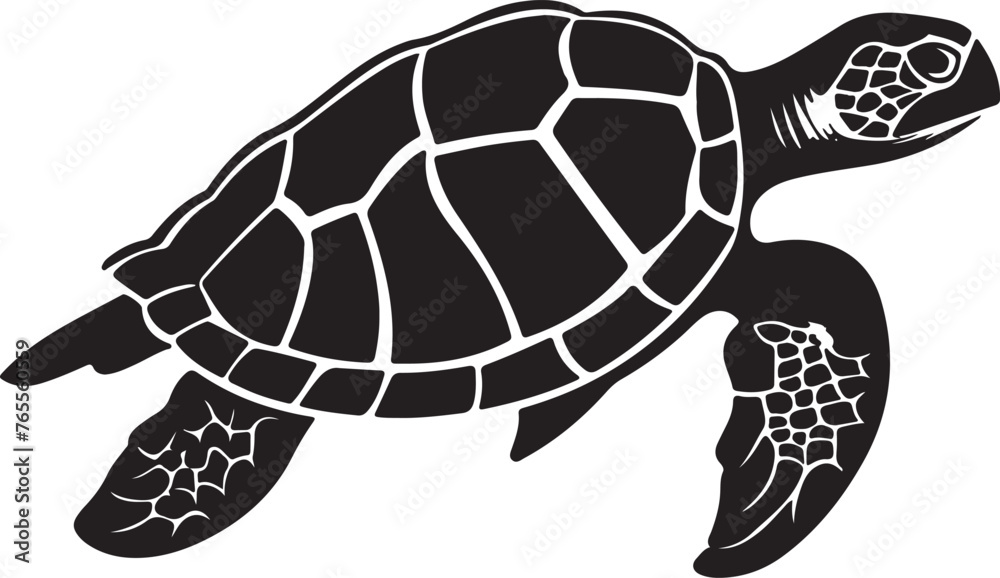 Fototapeta premium Turtle Silhouette Vector Illustration White Background