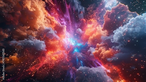 An explosion of celestial colors in a dreamlike nebula sky, capturing infinite cosmic beauty and grandeur.