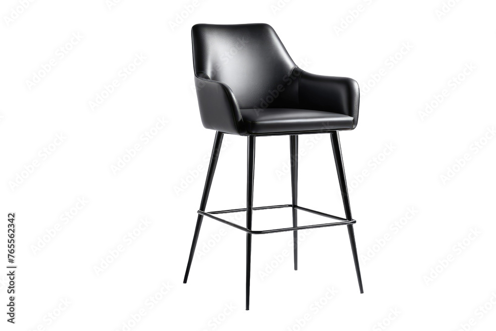 Single bar chair, centered, minimalist design, isolation on a pure white background, focus on curved rack back, slender metal legs splayed, shadow adding depth, high resolution stock photo Single bar chair, centered, minimalist design, isolation on a pure white background, focus on curved rack back, slender metal legs splayed, shadow adding depth, high resolution stock photo