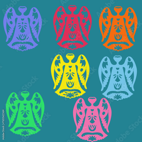 Design  colored angels. Hand drawn.