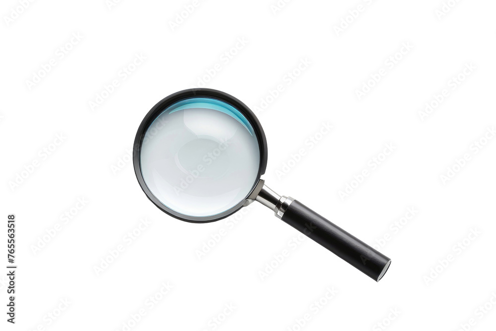Single magnifying glass, center frame, investigating clues, detailed reflection, isolated on stark white background, studio lighting, high-resolution stock photograph, ultra clear, highly detailed Single magnifying glass, center frame, investigating clues, detailed reflection, isolated on stark white background, studio lighting, high-resolution stock photograph, ultra clear, highly detailed