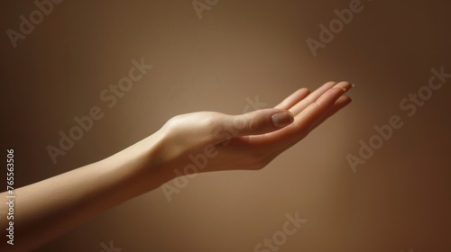 Open female hand on a white background, emphasizes the beauty of the hands
