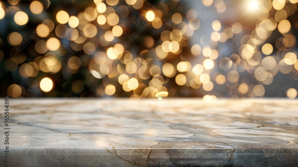 Close-up of a marble table with intricate patterns against a blurred background of colorful lights Close-up of a marble table with intricate patterns against a blurred background of colorful lights