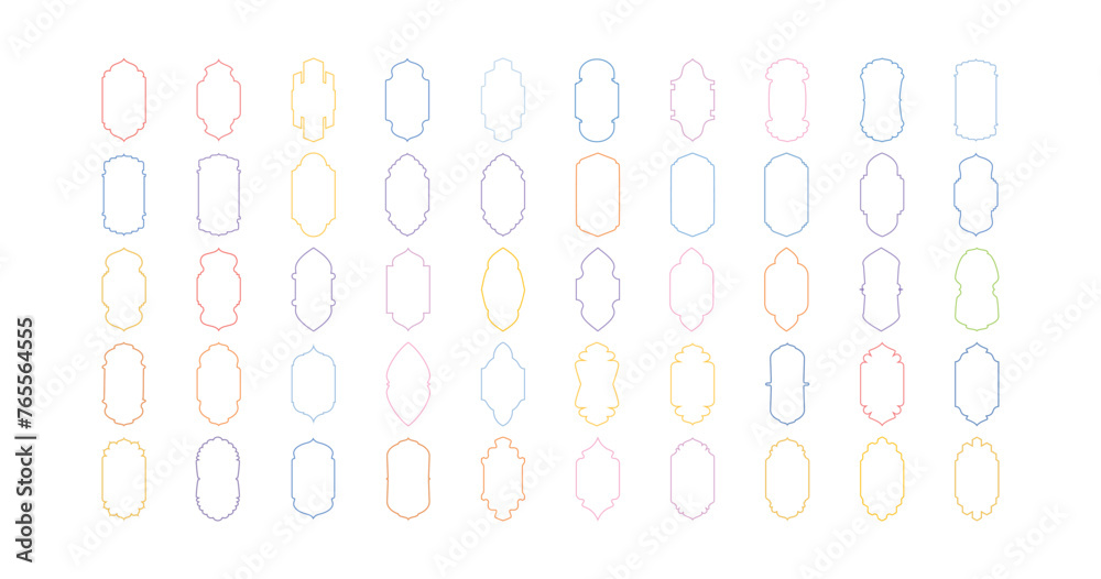 Islamic Vertical Frame Design Thin Line- SET 50 Islamic Vertical Frame Design Thin Line- SET 50