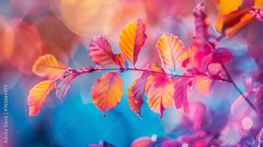 Bright and expressive multi-colored leaves in macros with a blurred background Bright and expressive multi-colored leaves in macros with a blurred background