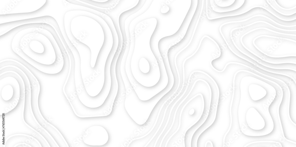 Abstract white paper cut background with line. 3d topography relief. Vector topographic illustration.   realistic papercut decoration textured with wavy layer and shadow. seamless pattern wave design.