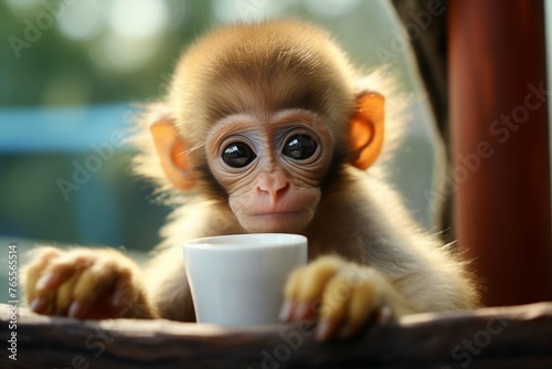Cute looking monkey wanna have food to eat © Bilal