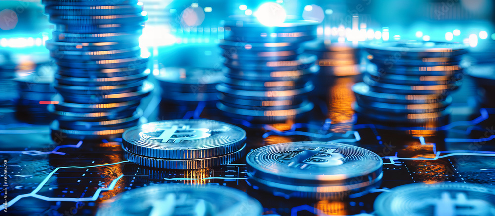 Cryptocurrency and digital finance concept, showcasing Bitcoin and other virtual currencies as the future of global economic transactions Cryptocurrency and digital finance concept, showcasing Bitcoin and other virtual currencies as the future of global economic transactions