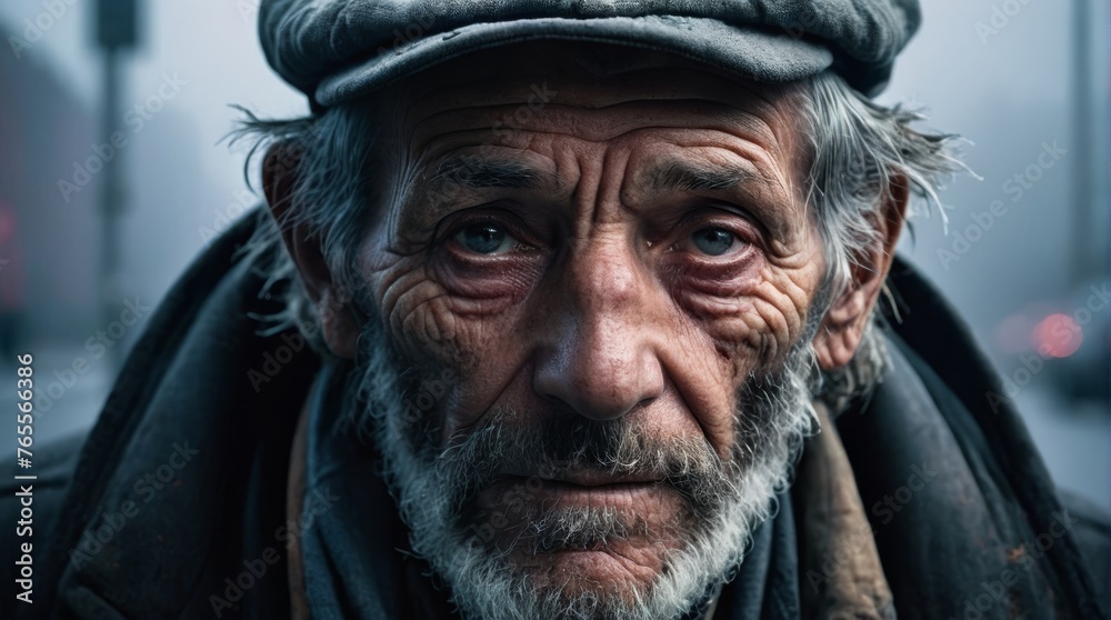 Man in Hat and Coat Looking at Camera Close-Up Man in Hat and Coat Looking at Camera Close-Up