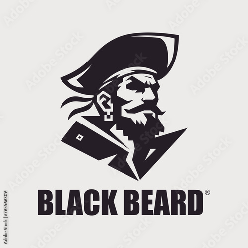Bearded pirate captain head logo