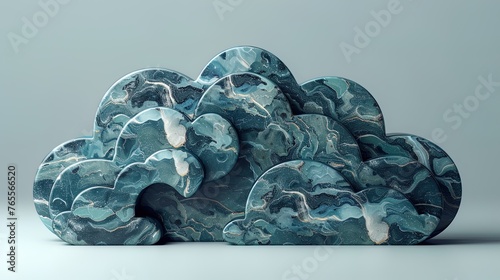 Close-up of a cloud symbol featuring a unique texture, standing out on a neutral background photo