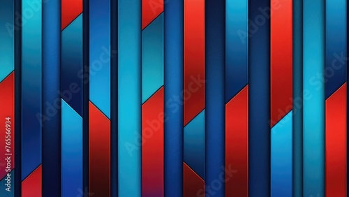 Abstract art background dominated by geometric patterns, alternating red and blue stripes, glossy finish, minimal composition, ultra clear, digital painting