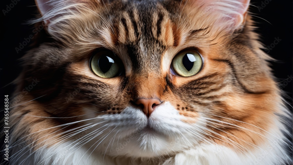  Cat's Face Close Up with Green Eyes and Whiskers on Fur - SEO Optimized Text