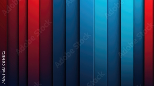 Geometric design featuring red and blue stripes, minimal abstract glossy texture as the background, alternating in order, sleek modern feel, monochromatic with a pop of contrast, ultra glossy finish