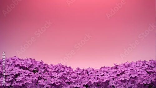  A stunning image featuring a lush field of vibrant purple flowers against a serene pink backdrop  illuminated by a warm red light at its center This captivating photo is