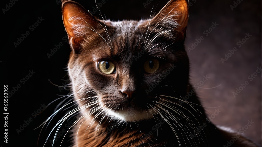  A feline's visage in sharp focus, with an eye open and a paw positioned across from it