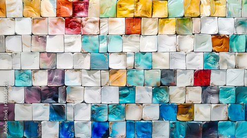 Decorative mosaic tile pattern in vibrant colors, perfect for architectural design and interior decoration inspiration