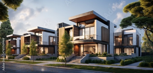 A Modern Townhouse Design with Three Connected Units   © zahidcreat0r