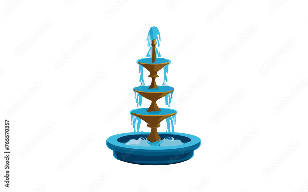 illustrazione di fontana con acqua che zampilla e scorre