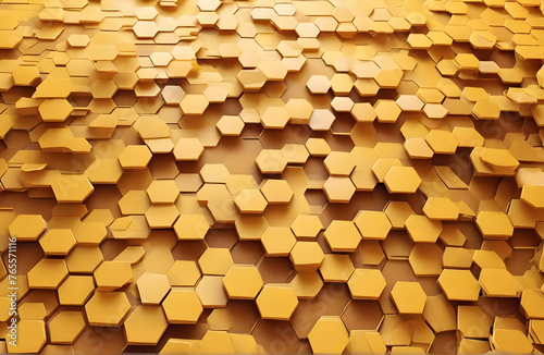 Yellow hexagons abstract 3D pattern background © Cx Rebo