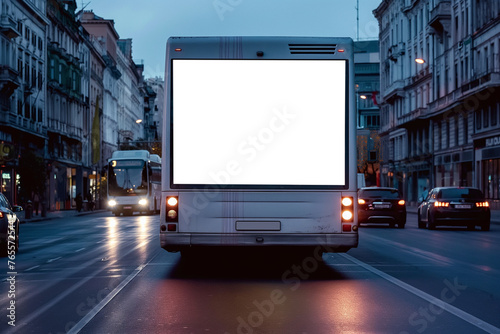 Blank billboard on tour bus car. space for advertisement