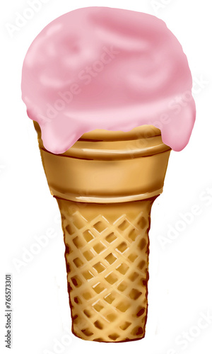 cup of ice cream. scoop of ice cream. pink color.