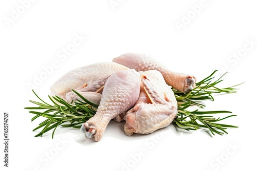 Whole cut chicken on white background 