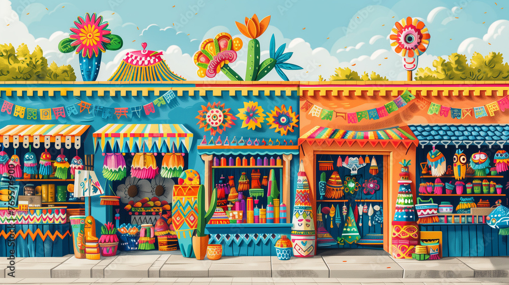 A traditional Mexican market in honor of Cinco de Mayo A traditional Mexican market in honor of Cinco de Mayo