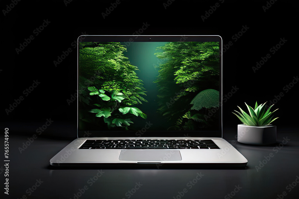 Fototapeta premium laptop with green screen