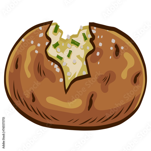 Baked Potato Drawing Illustration Vector Art