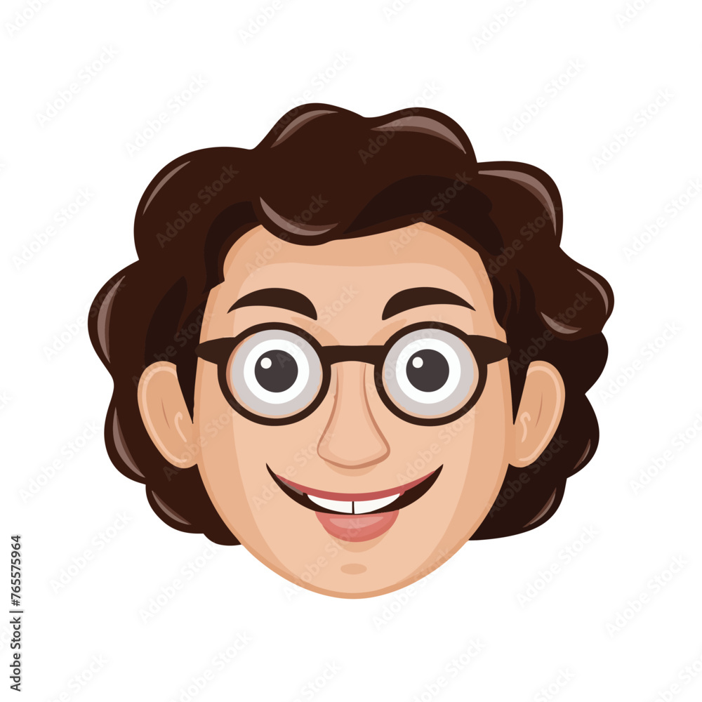 cute cartoon boy man face expression design vector art illustration with white background