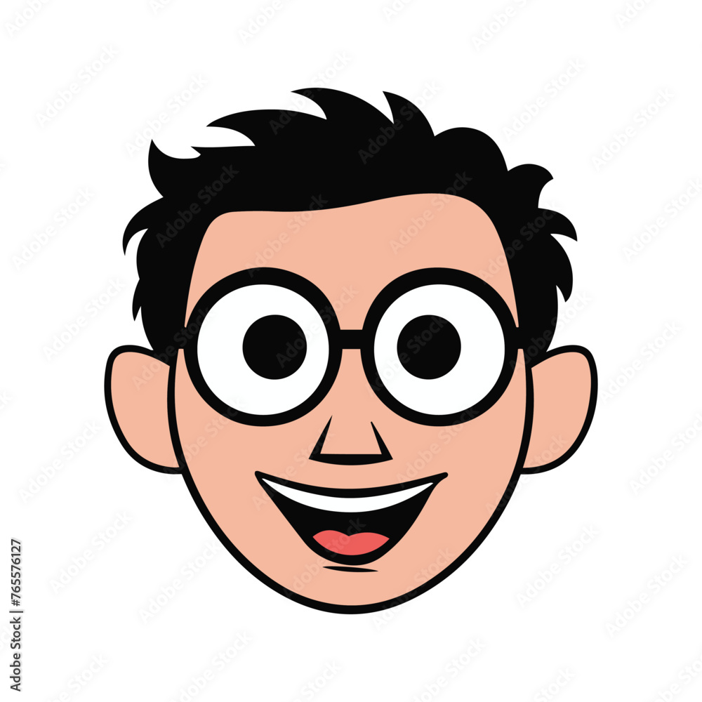 cute cartoon boy man face expression design vector art illustration with white background