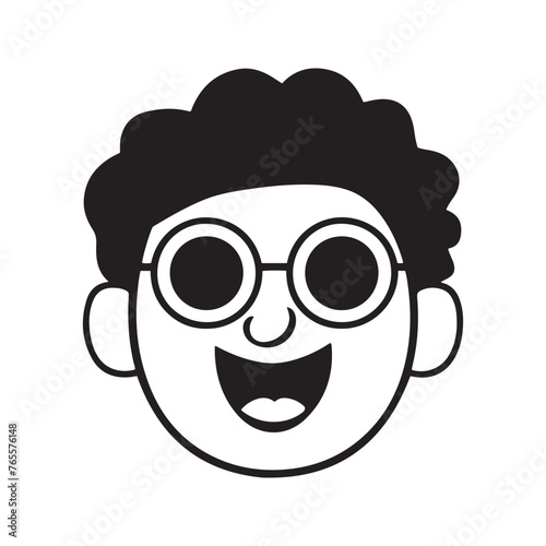 cute cartoon boy man face expression design vector art illustration with white background