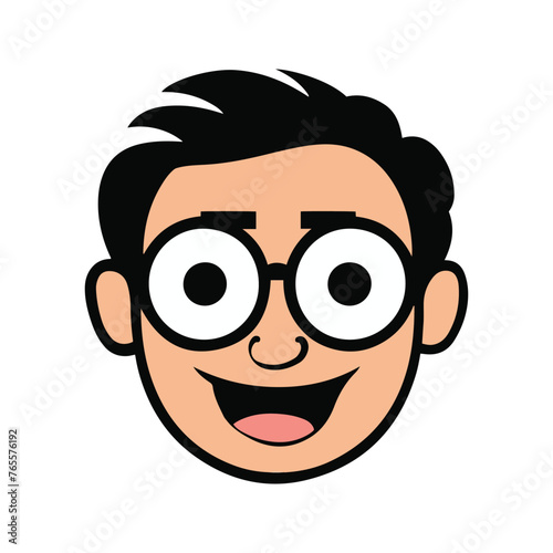 cute cartoon boy man face expression design vector art illustration with white background