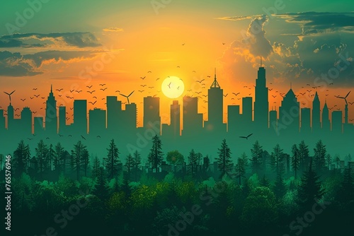 Natur trifft Stadt: Nachhaltige Vision im Dämmerlicht