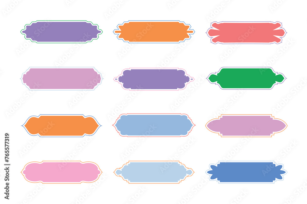 Islamic Label and Name Frame Glyph with outline- SET 12 Islamic Label and Name Frame Glyph with outline- SET 12