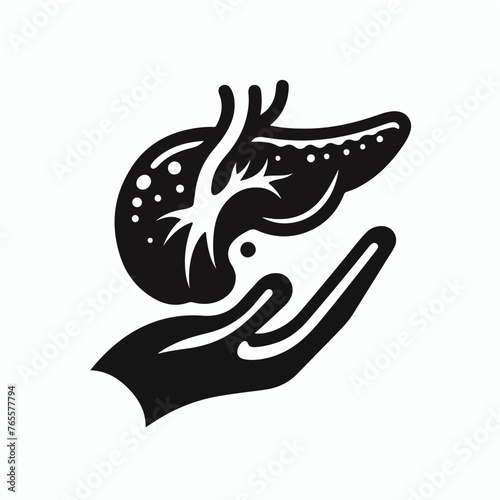 Pancreas icon in black style isolated on white background. Organs symbol stock vector illustration. photo