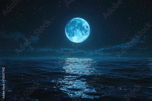 Moon over sea. © Nazia