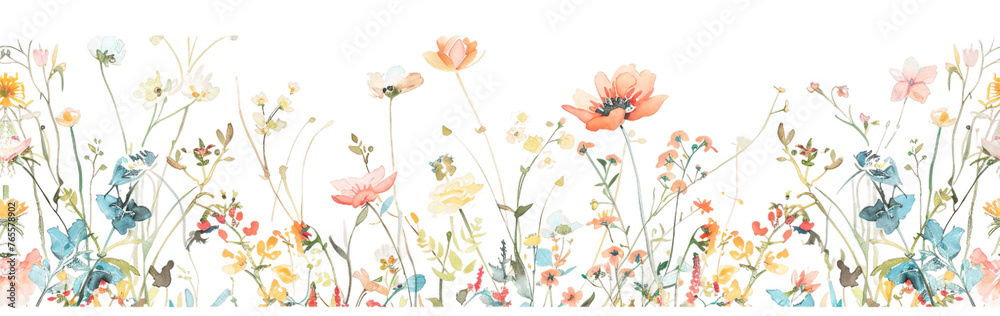 Watercolor floral seamless arrangement