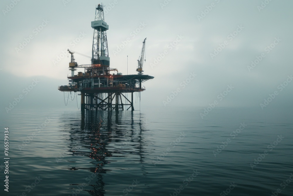 An oil platform in the middle of the ocean